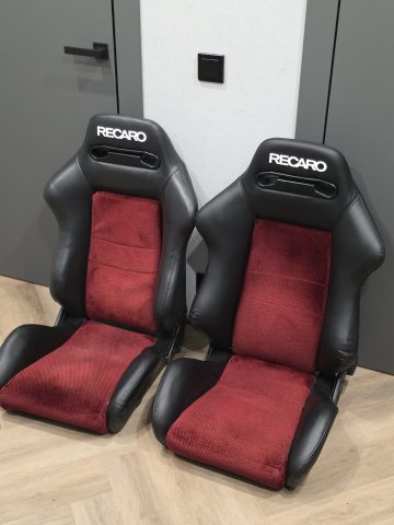 Сиденья Recaro SR2, чёрные с красным, экокожа