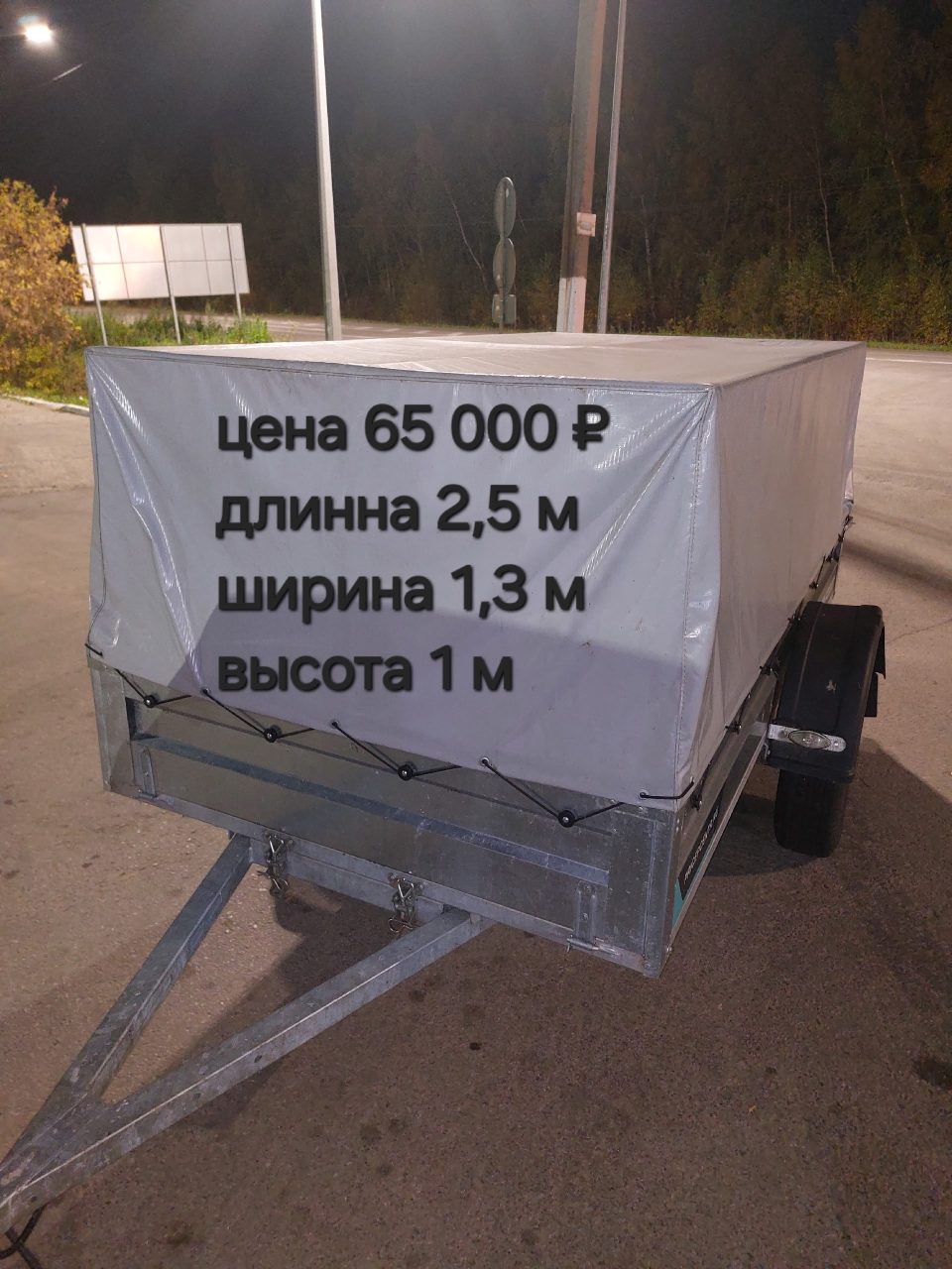 Легковой прицеп с тентом, кузов 2,5 × 1,3 м